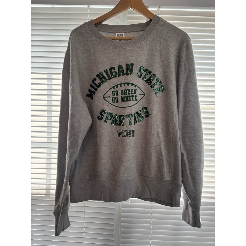 Victorias Secret PINK Michigan State Spartans Pullover Sweatshirt Women's L